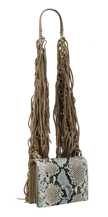 Roberto Cavalli Class GWLPEV T41 Lauren 001 Light Blue/White/Taupe Small Shoulder Bag