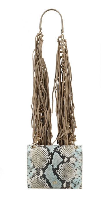 Roberto Cavalli Class GWLPEV T41 Lauren 001 Light Blue/White/Taupe Small Shoulder Bag