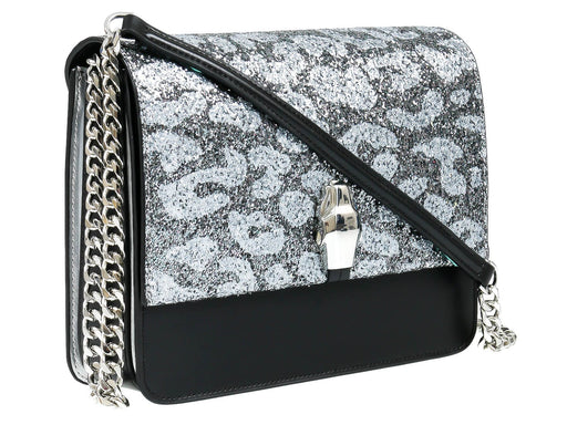Roberto Cavalli Class GWLPCF B13 Milano Rmx 00 Black/ Silver Large Shoulder Bag