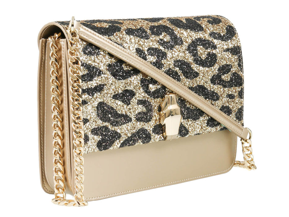 Roberto Cavalli Class GWLPCF D61 Milano Rmx 00 Gold/ Black Large Shoulder Bag