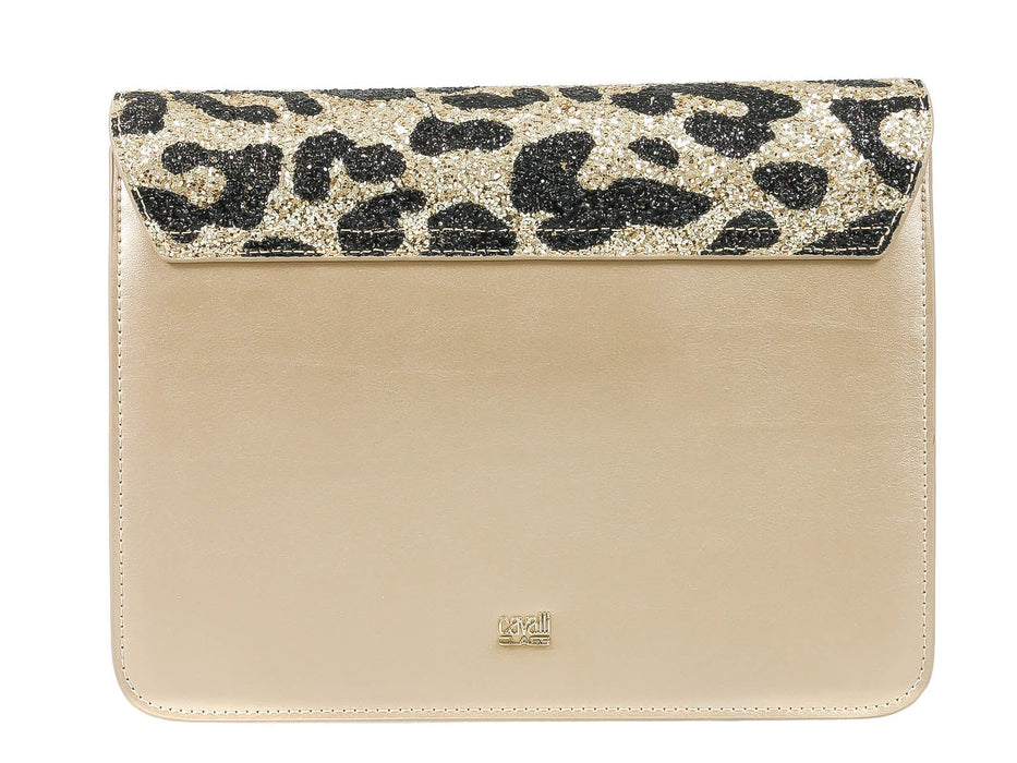 Roberto Cavalli Class GWLPCF D61 Milano Rmx 00 Gold/ Black Large Shoulder Bag