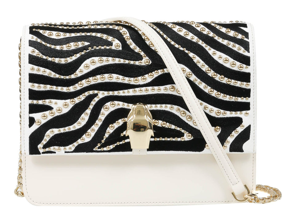 Roberto Cavalli Class GWLPCN 010 Milano Rmx 01 Black/White Large Shoulder Bag