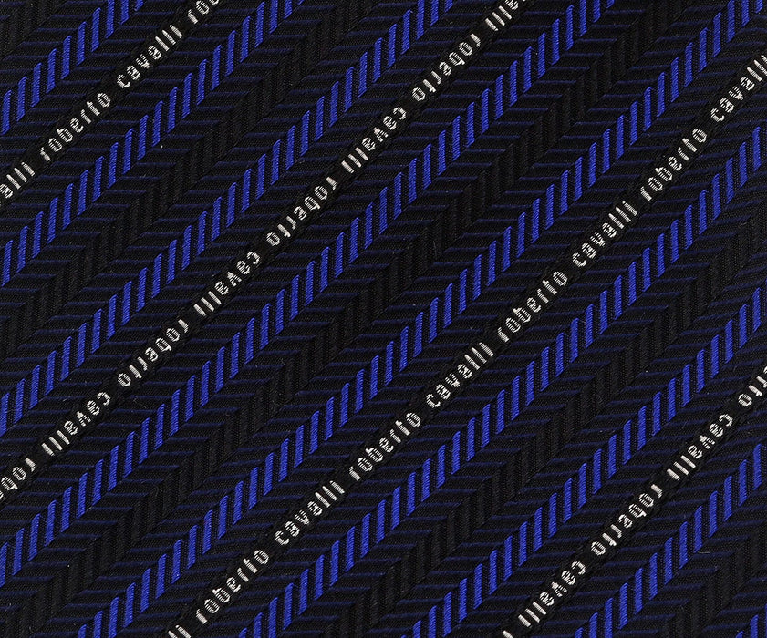 Roberto Cavalli ESZ040 04517 Royal Blue Regimental Stripe Herringbone Tie