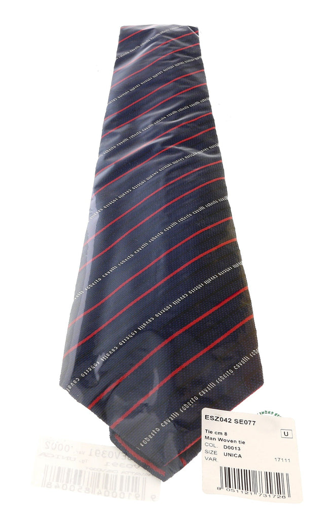 Roberto Cavalli ESZ042 D0013 Navy Blue/ Red Regimental Stripe Tie