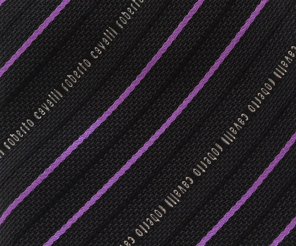 Roberto Cavalli ESZ042 D1355 Dark Grey/ Violet Regimental Stripe Tie