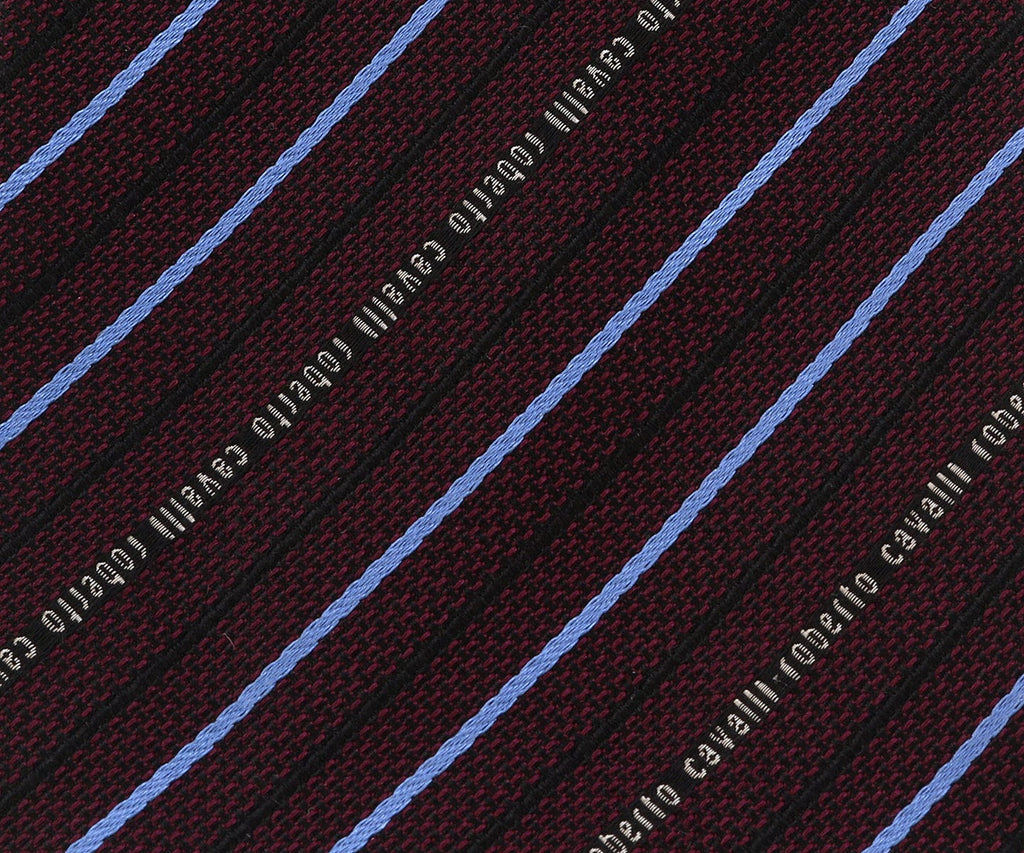 Roberto Cavalli ESZ042 D4216 Burgundy/ Blue Regimental Stripe Tie