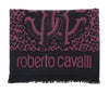 Roberto Cavalli ESZ056 03000 Purple Wool Blend Leopard Print Mens Scarf
