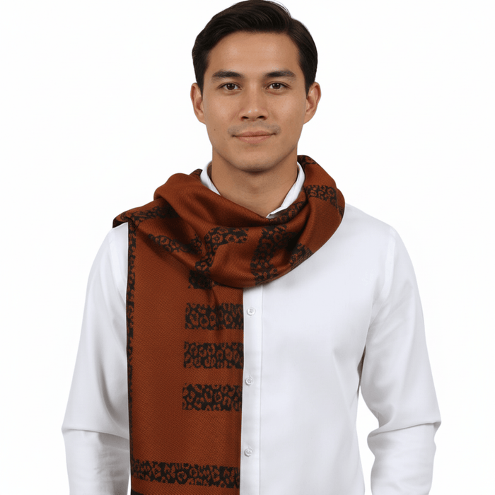 Roberto Cavalli ESZ058 01500 Orange Wool Blend Signature Mens Scarf