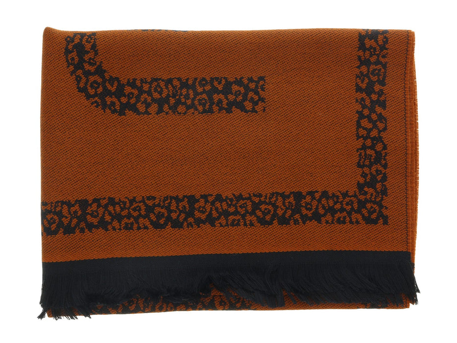 Roberto Cavalli ESZ058 01500 Orange Wool Blend Signature Mens Scarf
