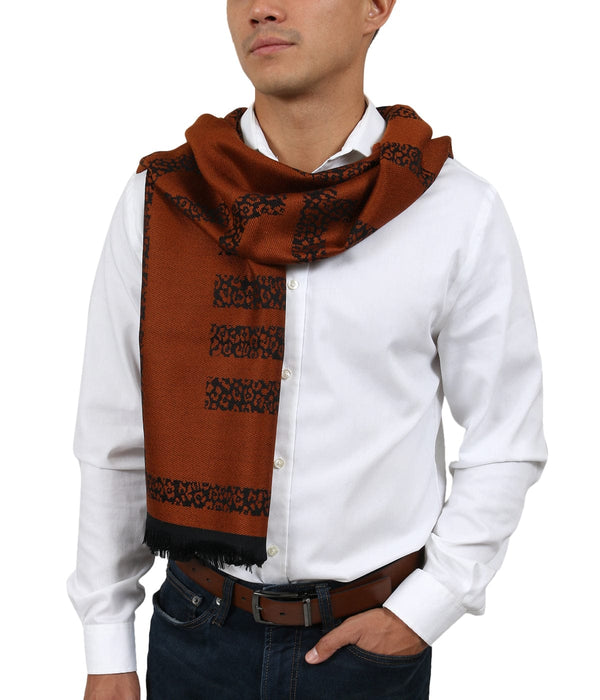 Roberto Cavalli ESZ058 01500 Orange Wool Blend Signature Mens Scarf