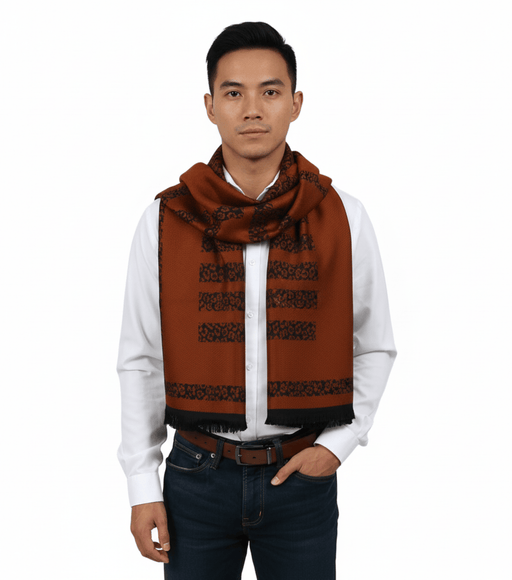 Roberto Cavalli ESZ058 01500 Orange Wool Blend Signature Mens Scarf