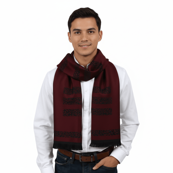 Roberto Cavalli ESZ058 02000 Red Wool Blend Signature Mens Scarf