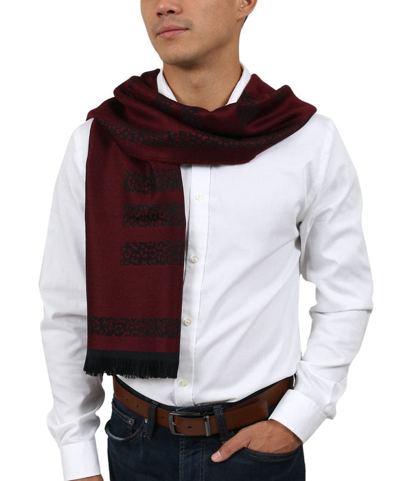 Roberto Cavalli ESZ058 02000 Red Wool Blend Signature Mens Scarf