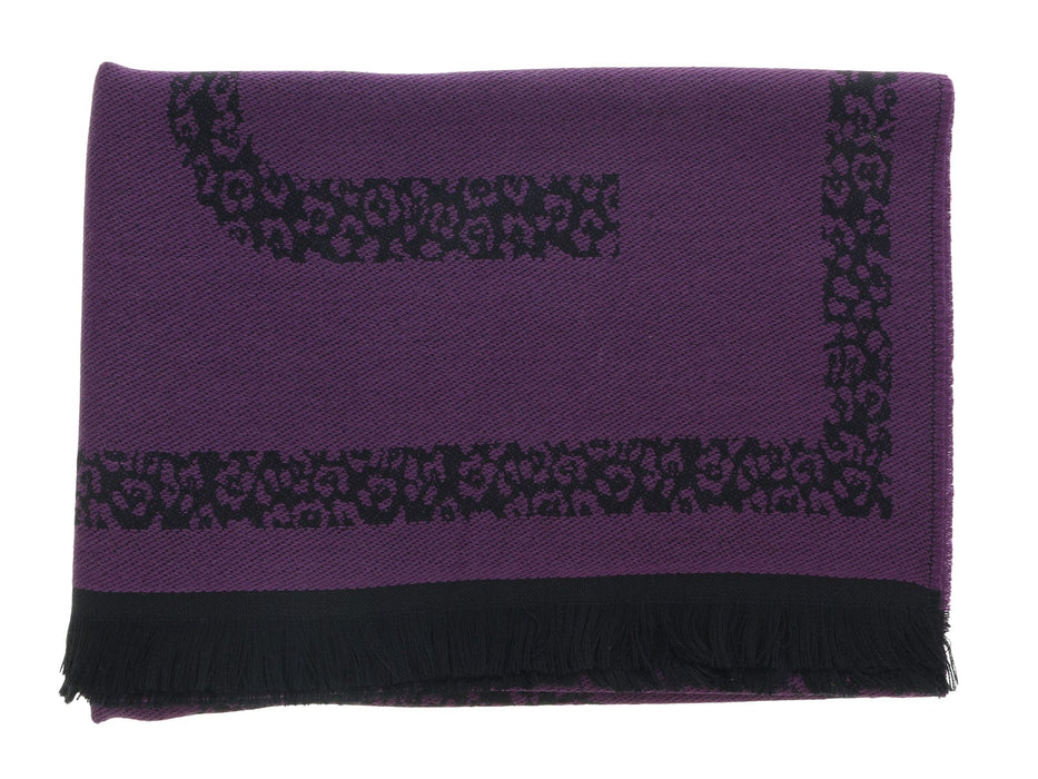 Roberto Cavalli ESZ058 03000 Purple Wool Blend Signature Mens Scarf