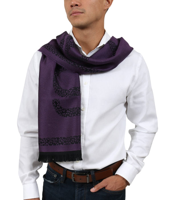 Roberto Cavalli ESZ058 03000 Purple Wool Blend Signature Mens Scarf