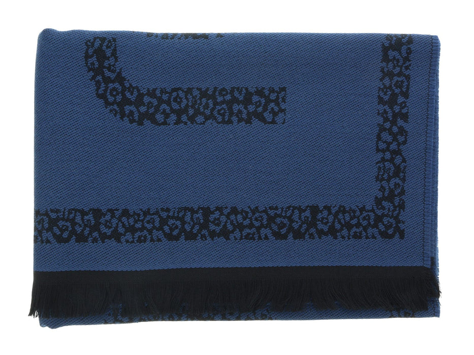 Roberto Cavalli ESZ058 04500 Blue Wool Blend Signature Mens Scarf