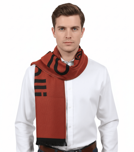 Roberto Cavalli ESZ061 01500 Orange Wool Blend Signature Mens Scarf