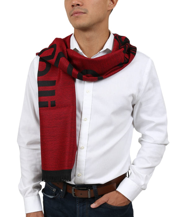 Roberto Cavalli ESZ061 02000 Red Wool Blend Signature Mens Scarf