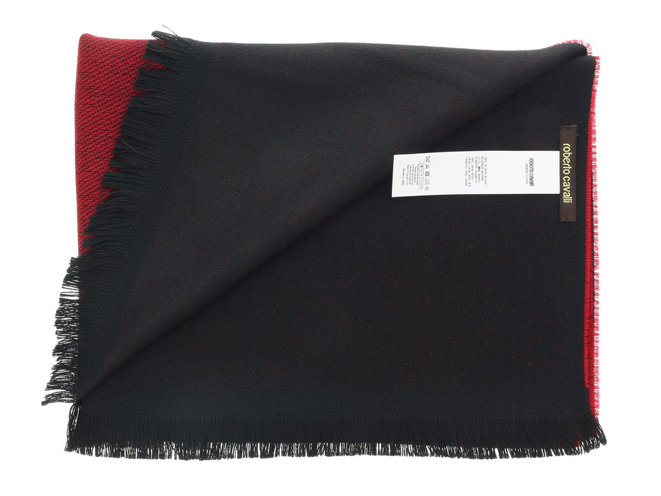 Roberto Cavalli ESZ061 02000 Red Wool Blend Signature Mens Scarf