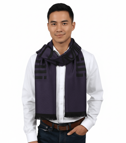 Roberto Cavalli ESZ061 03000 Purple Wool Blend Signature Mens Scarf