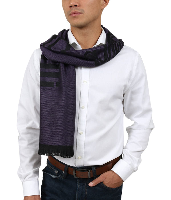 Roberto Cavalli ESZ061 03000 Purple Wool Blend Signature Mens Scarf