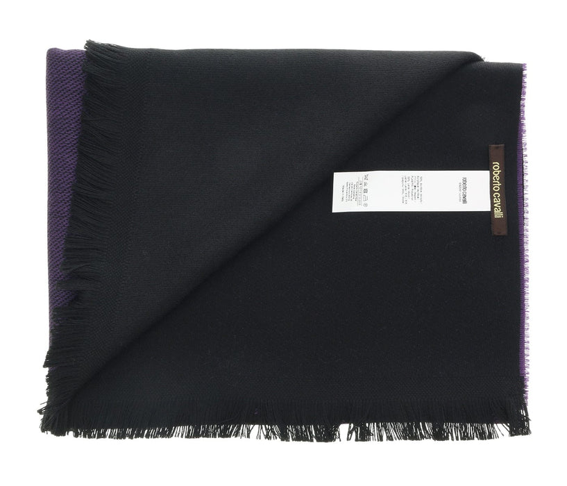 Roberto Cavalli ESZ061 03000 Purple Wool Blend Signature Mens Scarf