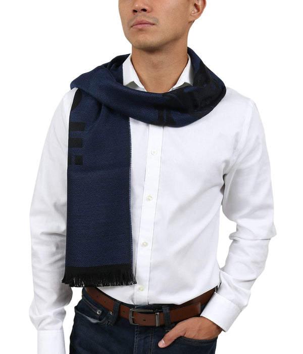 Roberto Cavalli ESZ061 04500 Blue Wool Blend Signature Mens Scarf