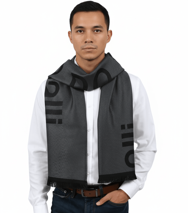 Roberto Cavalli ESZ061 05001 Grey Wool Blend Signature Mens Scarf