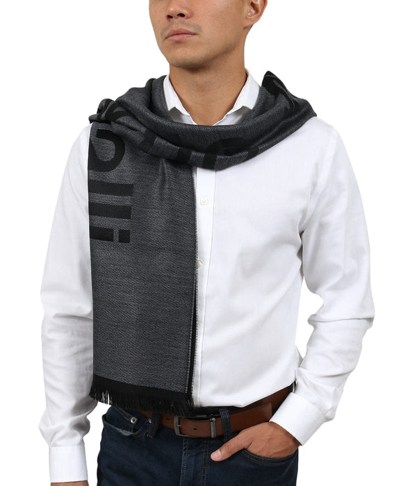 Roberto Cavalli ESZ061 05001 Grey Wool Blend Signature Mens Scarf