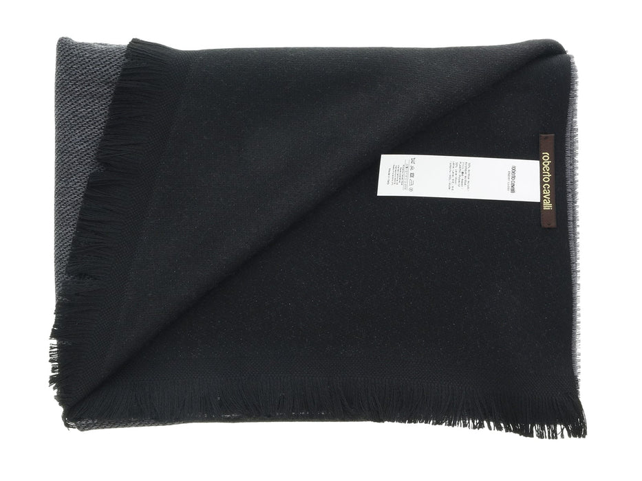 Roberto Cavalli ESZ061 05001 Grey Wool Blend Signature Mens Scarf