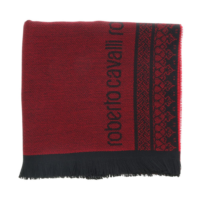 Roberto Cavalli ESZ062 02000 Red Wool Blend Signature Mens Scarf