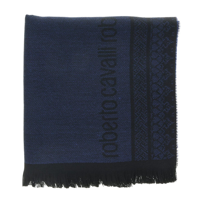 Roberto Cavalli ESZ062 04505 Navy Wool Blend Signature Mens Scarf