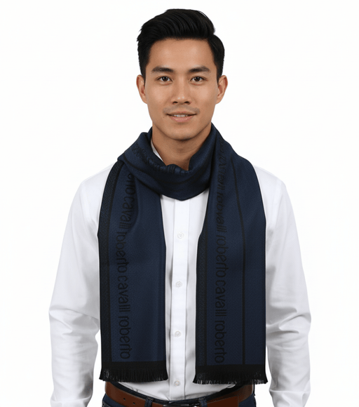 Roberto Cavalli ESZ062 04517 Royal Wool Blend Signature Mens Scarf