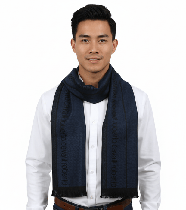 Roberto Cavalli ESZ062 04517 Royal Wool Blend Signature Mens Scarf