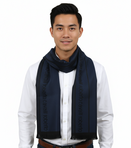Roberto Cavalli Men's Royal Signature Print Wool Blend Scarf