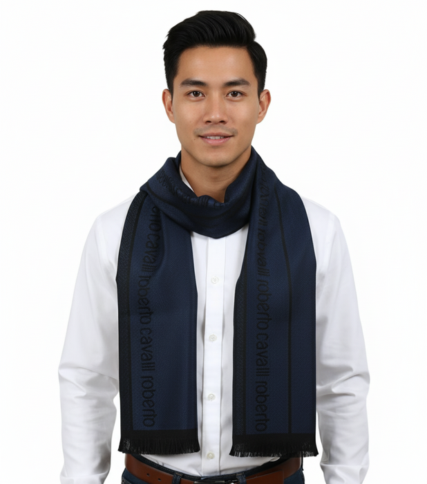 Roberto Cavalli Men's Royal Signature Print Wool Blend Scarf
