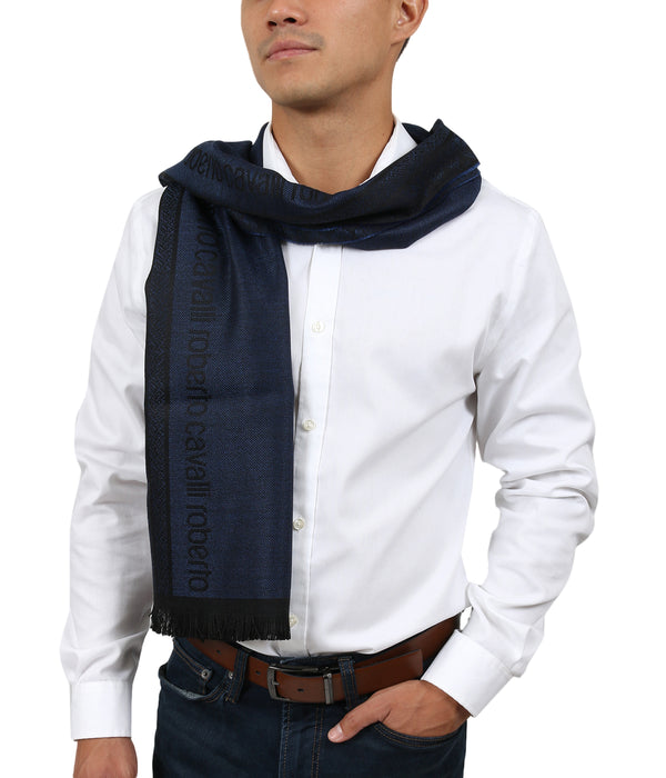 Roberto Cavalli Men's Royal Signature Print Wool Blend Scarf