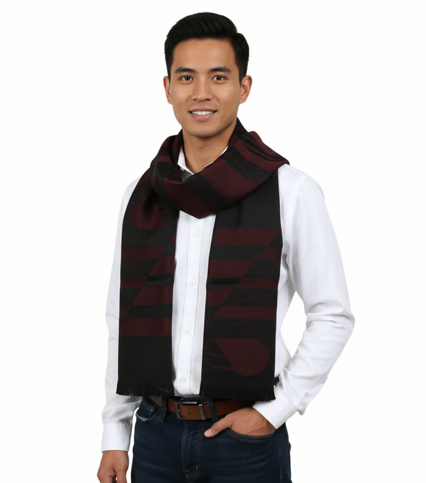 Roberto Cavalli ESZ063 02000 Red Wool Blend Signature Mens Scarf