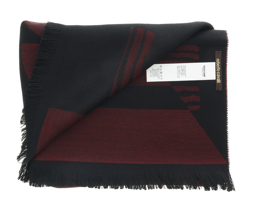 Roberto Cavalli ESZ063 02000 Red Wool Blend Signature Mens Scarf
