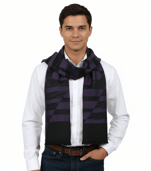 Roberto Cavalli ESZ063 03000 Purple Wool Blend Signature Mens Scarf