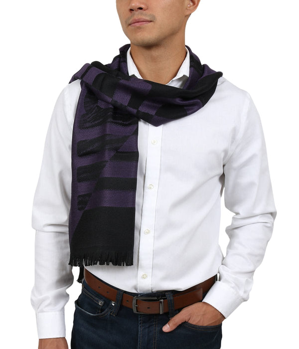 Roberto Cavalli ESZ063 03000 Purple Wool Blend Signature Mens Scarf