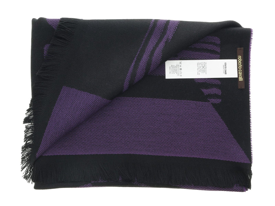 Roberto Cavalli ESZ063 03000 Purple Wool Blend Signature Mens Scarf