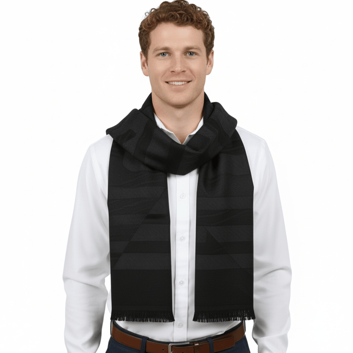 Roberto Cavalli ESZ063 05001 Grey Wool Blend Signature Mens Scarf