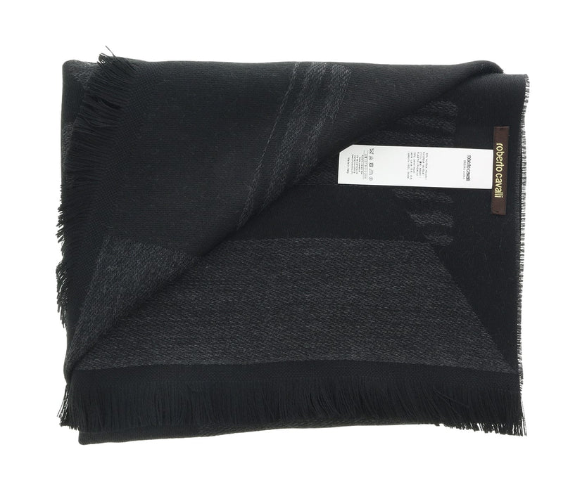 Roberto Cavalli ESZ063 05001 Grey Wool Blend Signature Mens Scarf
