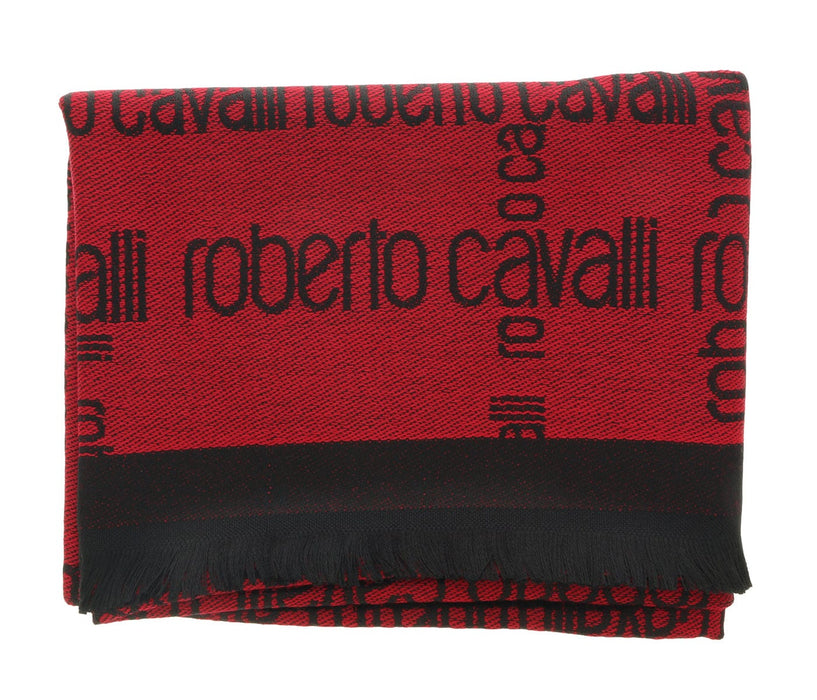 Roberto Cavalli ESZ065 01510 Red Wool Blend Signature Mens Scarf