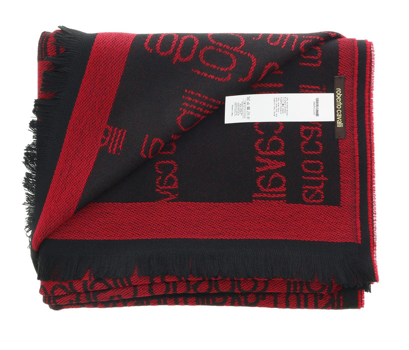 Roberto Cavalli ESZ065 01510 Red Wool Blend Signature Mens Scarf