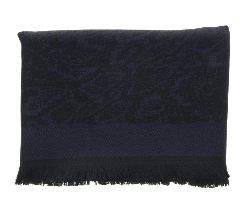 Roberto Cavalli ESZ066 04500 Navy Blue Wool Blend Signature Mens Scarf