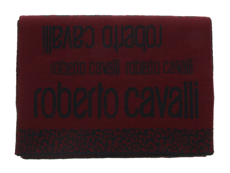 Roberto Cavalli ESZ068 02000 Red Wool Blend Signature Mens Scarf