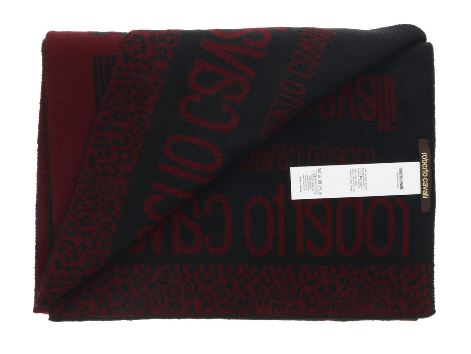 Roberto Cavalli ESZ068 02000 Red Wool Blend Signature Mens Scarf