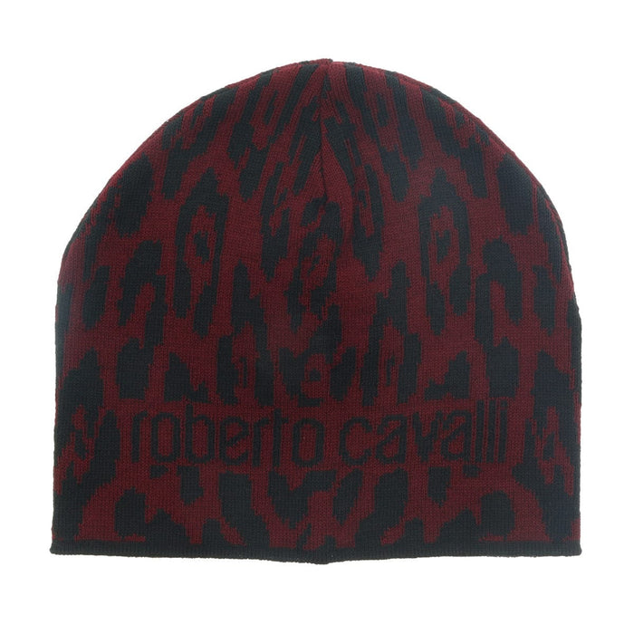 Roberto Cavalli  ESZ026 02000 Maroon Jaguar Beanie Hat